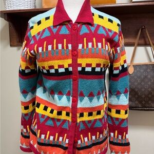 Vibrant Multicolor Women's Cardigan by Bedford Fair.  Vintage.  So well made!